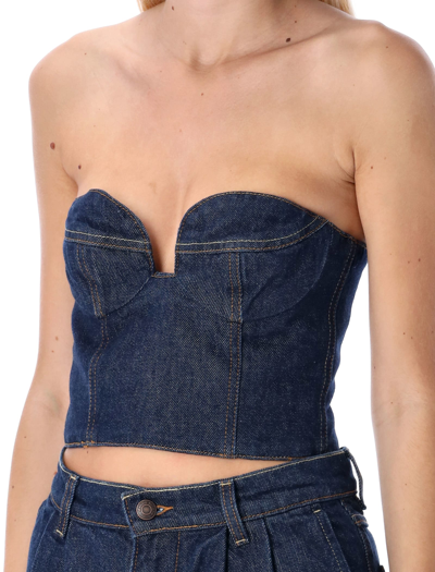 Magda Butrym Bustier Denim Top In Multi