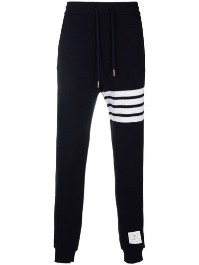 Shop Thom Browne Waffle-knit Cashmere Track Pants In Blue