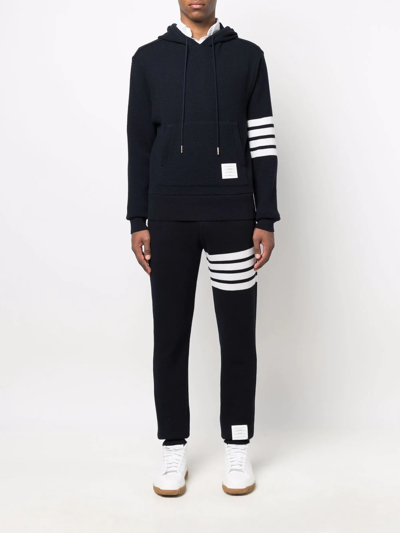 Shop Thom Browne Waffle-knit Cashmere Track Pants In Blue