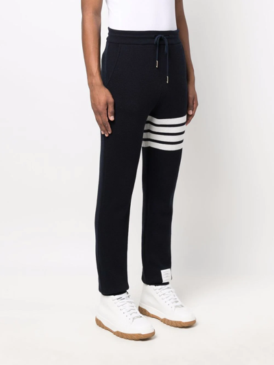 Shop Thom Browne Waffle-knit Cashmere Track Pants In Blue