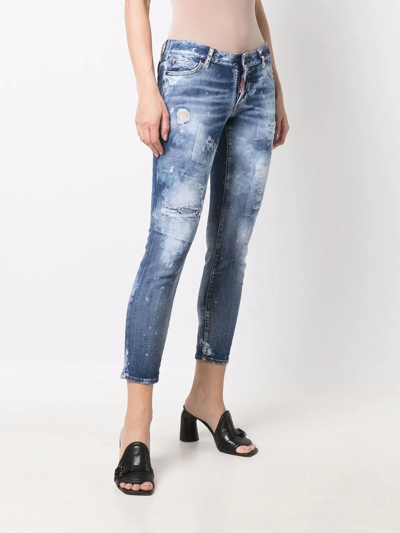 Dsquared2 Distressed Cropped Jeans In Blue