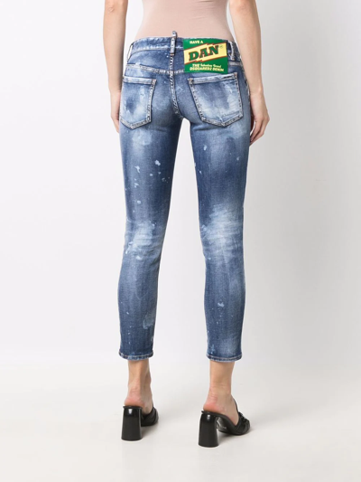 Dsquared2 Distressed Cropped Jeans In Blue