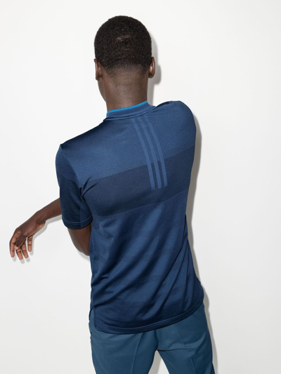 Shop Adidas Golf Seamless Primeknit Polo Shirt In Blue