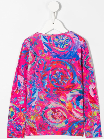 Versace Graphic Print Long Sleeve Top In Pink