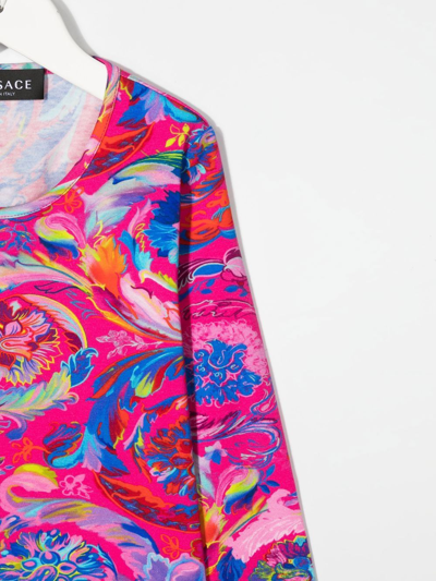 Versace Graphic Print Long Sleeve Top In Pink