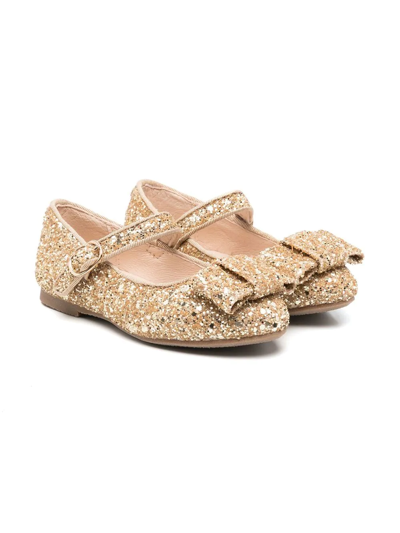 Shop Age Of Innocence Glitter-detail Ballerina Shoes In Gold