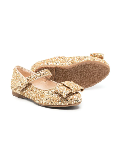 Shop Age Of Innocence Glitter-detail Ballerina Shoes In Gold