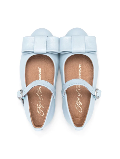 Shop Age Of Innocence Bow-detail Leather Ballerina Shoes In Blue