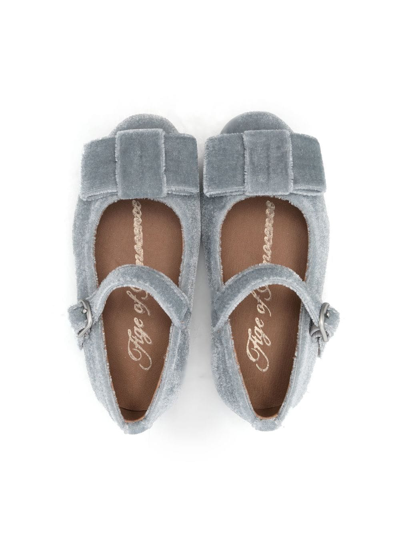 Age Of Innocence Velvet Bow-detail Ballerina Shoes In Blue