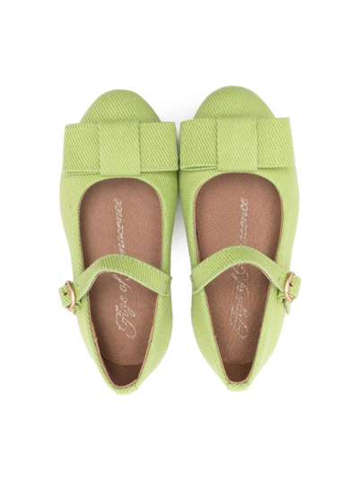 Shop Age Of Innocence Ellen Bow-detail Ballerina Shoes In Green