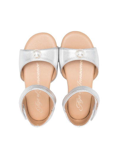 Shop Age Of Innocence Faux-pearl Embellished Leather Sandals In Silver