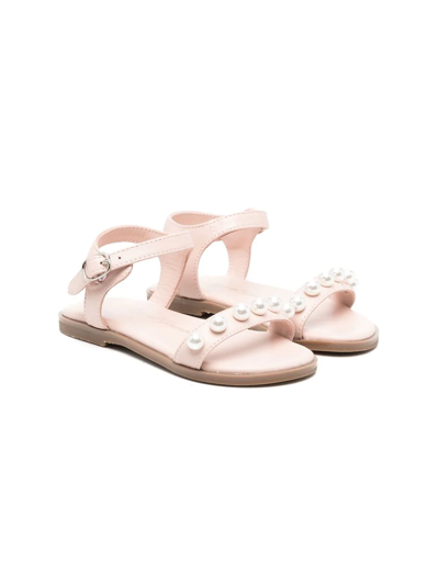 Shop Age Of Innocence Pearl-detail Leather Sandals In Pink