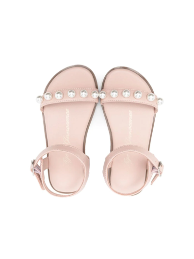 Shop Age Of Innocence Pearl-detail Leather Sandals In Pink