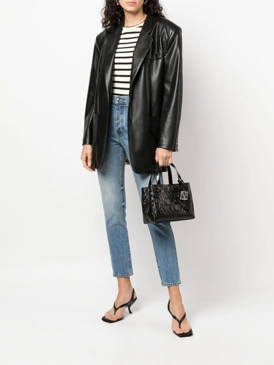 Armani Exchange All-over Embossed Logo Tote In Black