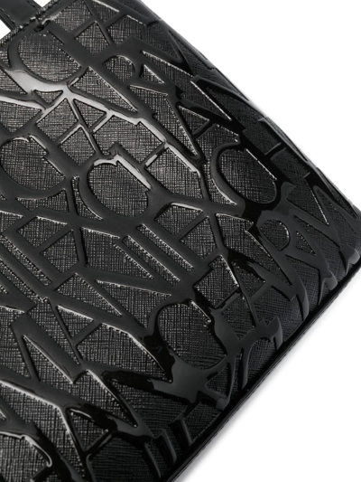 Armani Exchange All-over Embossed Logo Tote In Black