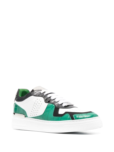 Philipp Plein Colour-block Low-top Sneakers In Green