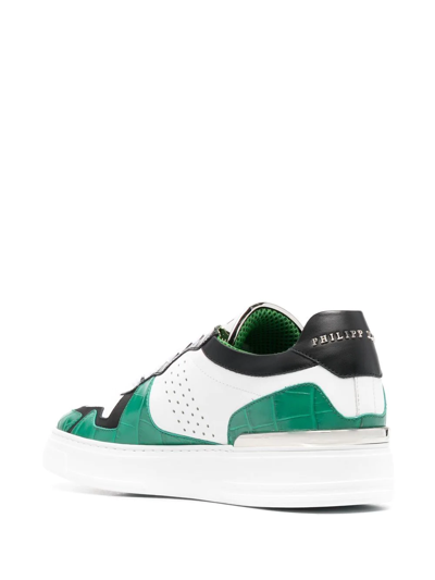 Philipp Plein Colour-block Low-top Sneakers In Green