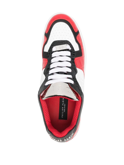 Shop Philipp Plein Colour-block Low-top Sneakers In Red