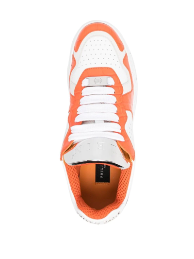 Philipp Plein Colour-block Low-top Sneakers In Orange