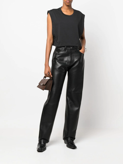 Shop Altu Leather Workwear Trousers In Black