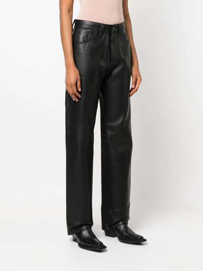 Shop Altu Leather Workwear Trousers In Black