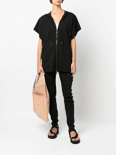 Shop Masnada Short-sleeve Zipped Silk Hoodie In Black