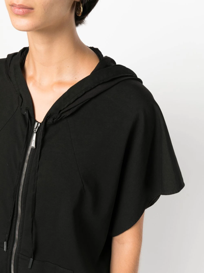 Shop Masnada Short-sleeve Zipped Silk Hoodie In Black