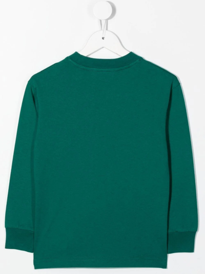 Palm Angels Teddy Bear Motif Cotton Sweatshirt In Green