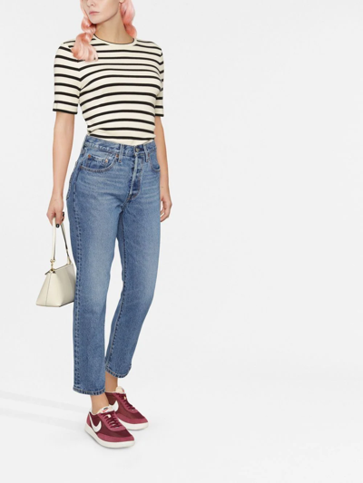 Shop Levi's 501® Cropped Straight-leg Jeans In Blue