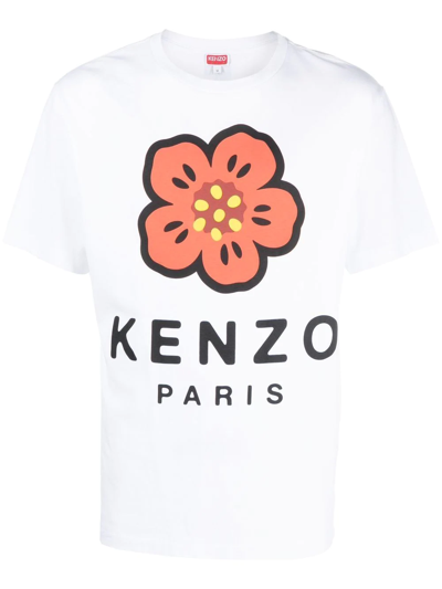 Shop Kenzo Boke Flower Logo-print Cotton T-shirt In White