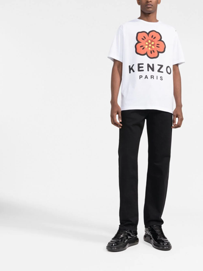 Shop Kenzo Boke Flower Logo-print Cotton T-shirt In White