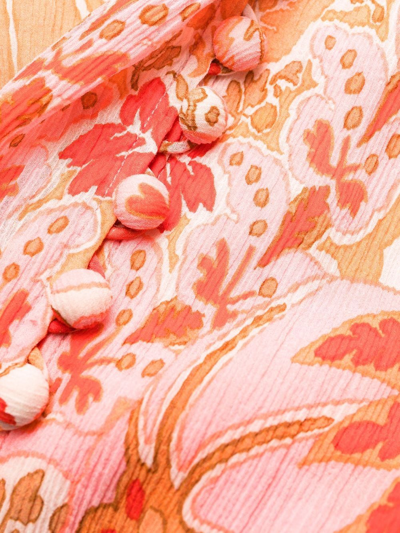 Shop Zimmermann Floral-print Halter-neck Dress In Orange