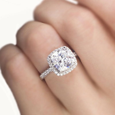 Pre-owned Tiffany & Co Gia Certified Diamond Engagement Ring 3.00 Carat Cushion Shape Platinum In E (white)