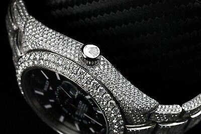 Pre-owned Rolex Sky Dweller Black Dial Stainless Steel 326934 Custom Diamond Watch With Ba