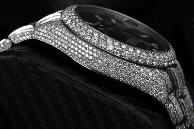 Pre-owned Rolex Sky Dweller Black Dial Stainless Steel 326934 Custom Diamond Watch With Ba