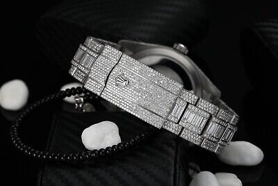 Pre-owned Rolex Sky Dweller Black Dial Stainless Steel 326934 Custom Diamond Watch With Ba