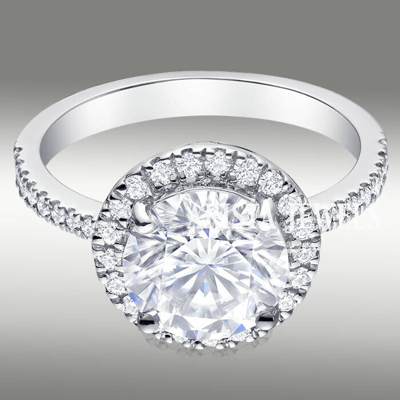 Pre-owned Arista Jewels 2.42 Ct Brilliant Round Forever Moissanite Solid Platinum Halo Engagement Ring In White