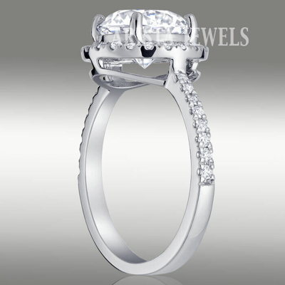 Pre-owned Arista Jewels 2.42 Ct Brilliant Round Forever Moissanite Solid Platinum Halo Engagement Ring In White