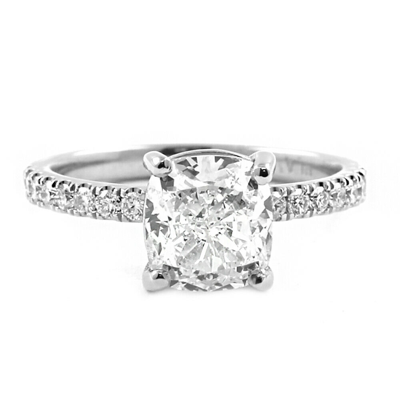 Pre-owned Tiffany & Co Gia Certified 1.50 Carat Cushion Cut Diamond Engagement Ring 18k White Gold In E (white)