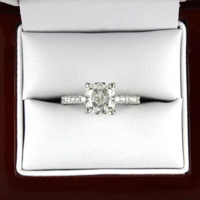 Pre-owned Tiffany & Co Gia Certified 1.50 Carat Cushion Cut Diamond Engagement Ring 18k White Gold In E (white)