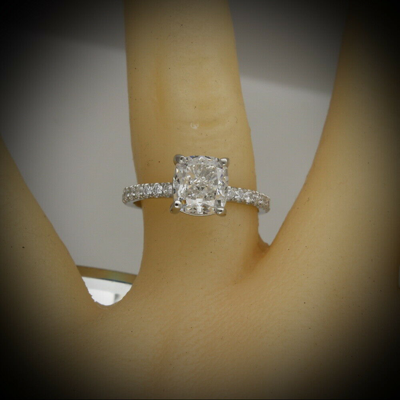 Pre-owned Tiffany & Co Gia Certified 1.50 Carat Cushion Cut Diamond Engagement Ring 18k White Gold In E (white)