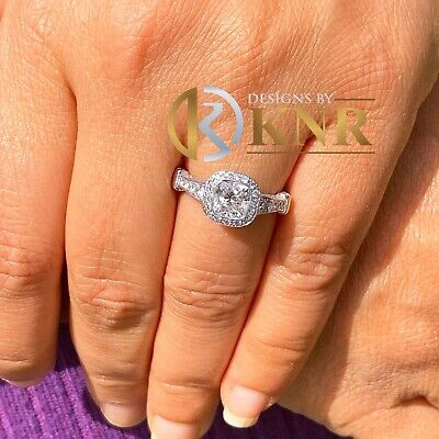 Pre-owned Knr 14k White Gold Cushion Cut Diamond Engagement Ring Bezel Bridal Natural 1.65ctw