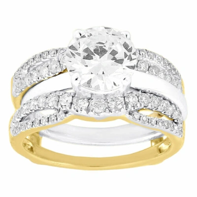 Pre-owned Jfl Diamonds & Timepieces 14k Yellow Gold Diamond Solitaire Engagement Ring Infinity Enhancer 0.63 Ct. In White