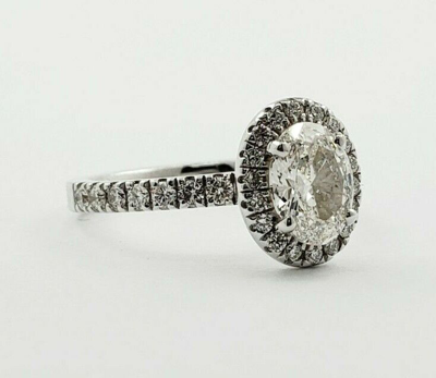 Pre-owned Tiffany & Co Gia Certified 1.70 Ct Oval Shape Diamond 18k Engagement Halo Pave Style Ring