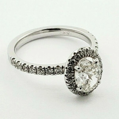 Pre-owned Tiffany & Co Gia Certified 1.70 Ct Oval Shape Diamond 18k Engagement Halo Pave Style Ring