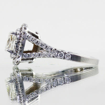 Pre-owned Tiffany & Co Gia Certified 2.56 Ctw Diamond Engagement Ring Cushion Cut 14k White Gold