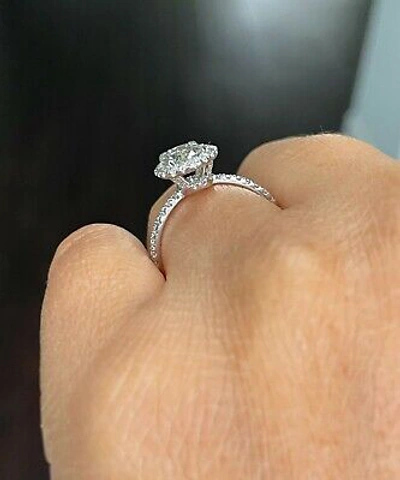 Pre-owned Gia Certified 14k Solid White Gold Oval Cut Diamond Engagement Ring Halo 1.70ctw
