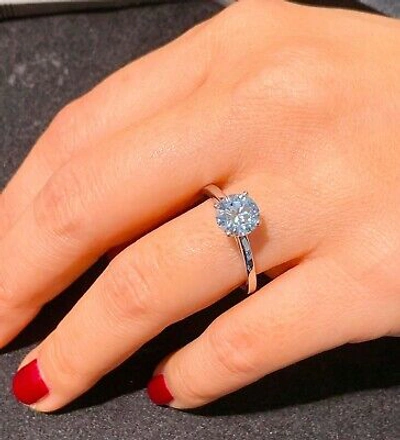 Pre-owned Knr Gia Certified 14k Solid White Gold Round Cut Diamond Engagement Ring 1.00ctw