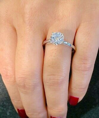 Pre-owned Knr Gia Certified 14k Solid White Gold Round Cut Diamond Engagement Ring 1.00ctw