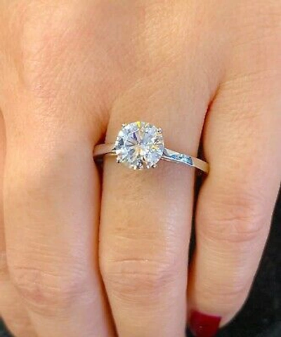 Pre-owned Knr Gia Certified 14k Solid White Gold Round Cut Diamond Engagement Ring 1.00ctw